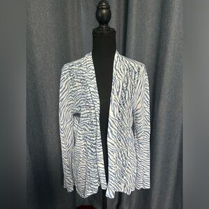 CHICOS Delaney Zebra-Striped Cardigan, Size 1 (Medium)